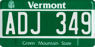 VT license plate ADJ349