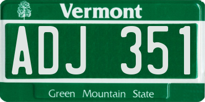 VT license plate ADJ351