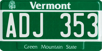 VT license plate ADJ353