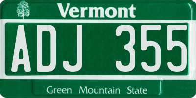 VT license plate ADJ355