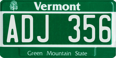 VT license plate ADJ356
