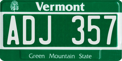 VT license plate ADJ357