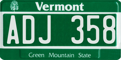 VT license plate ADJ358