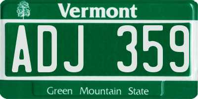 VT license plate ADJ359