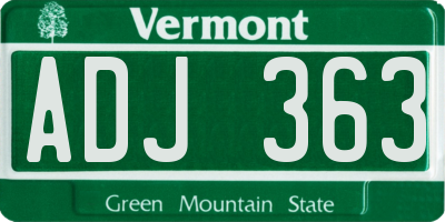 VT license plate ADJ363