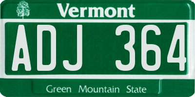 VT license plate ADJ364