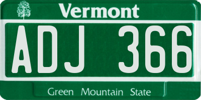 VT license plate ADJ366