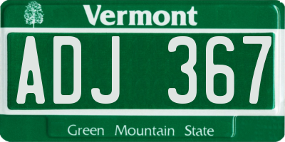 VT license plate ADJ367
