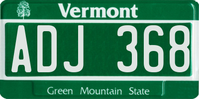 VT license plate ADJ368