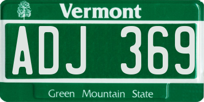 VT license plate ADJ369