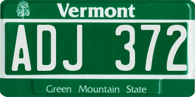 VT license plate ADJ372