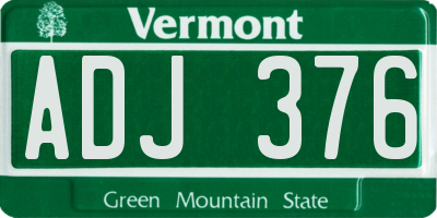 VT license plate ADJ376