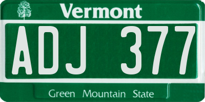 VT license plate ADJ377