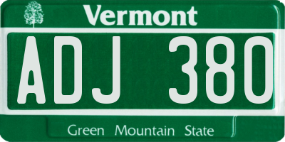 VT license plate ADJ380
