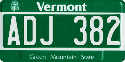 VT license plate ADJ382