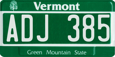 VT license plate ADJ385