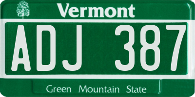 VT license plate ADJ387