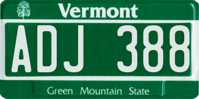 VT license plate ADJ388