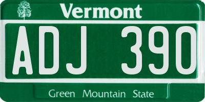 VT license plate ADJ390