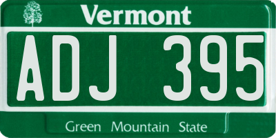 VT license plate ADJ395