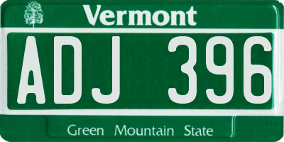 VT license plate ADJ396