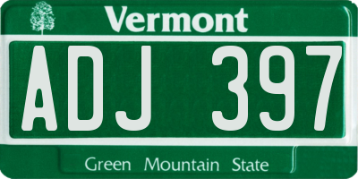 VT license plate ADJ397