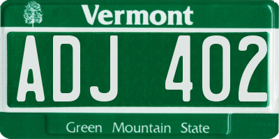 VT license plate ADJ402