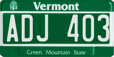 VT license plate ADJ403