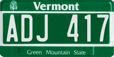 VT license plate ADJ417