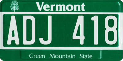 VT license plate ADJ418