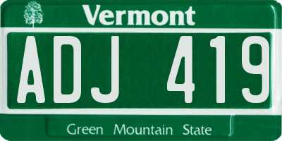 VT license plate ADJ419