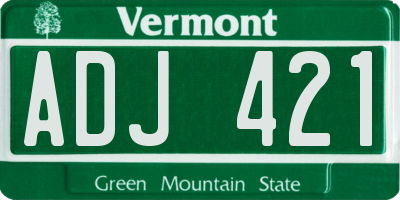 VT license plate ADJ421