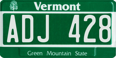 VT license plate ADJ428