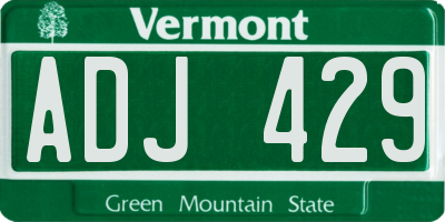 VT license plate ADJ429