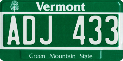 VT license plate ADJ433