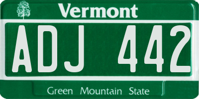 VT license plate ADJ442