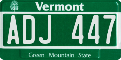 VT license plate ADJ447