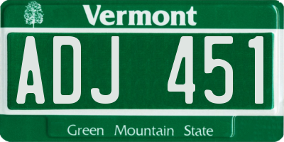VT license plate ADJ451