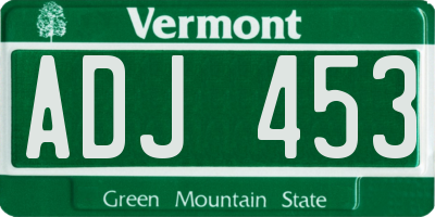VT license plate ADJ453