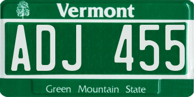 VT license plate ADJ455