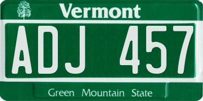VT license plate ADJ457