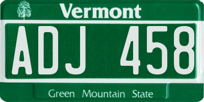 VT license plate ADJ458
