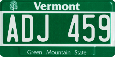 VT license plate ADJ459