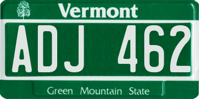 VT license plate ADJ462