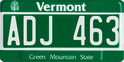 VT license plate ADJ463
