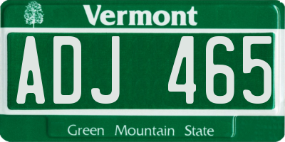 VT license plate ADJ465