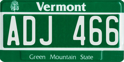VT license plate ADJ466