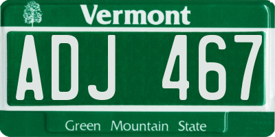 VT license plate ADJ467