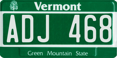 VT license plate ADJ468