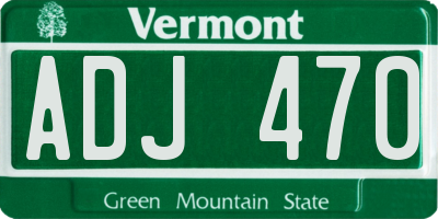 VT license plate ADJ470